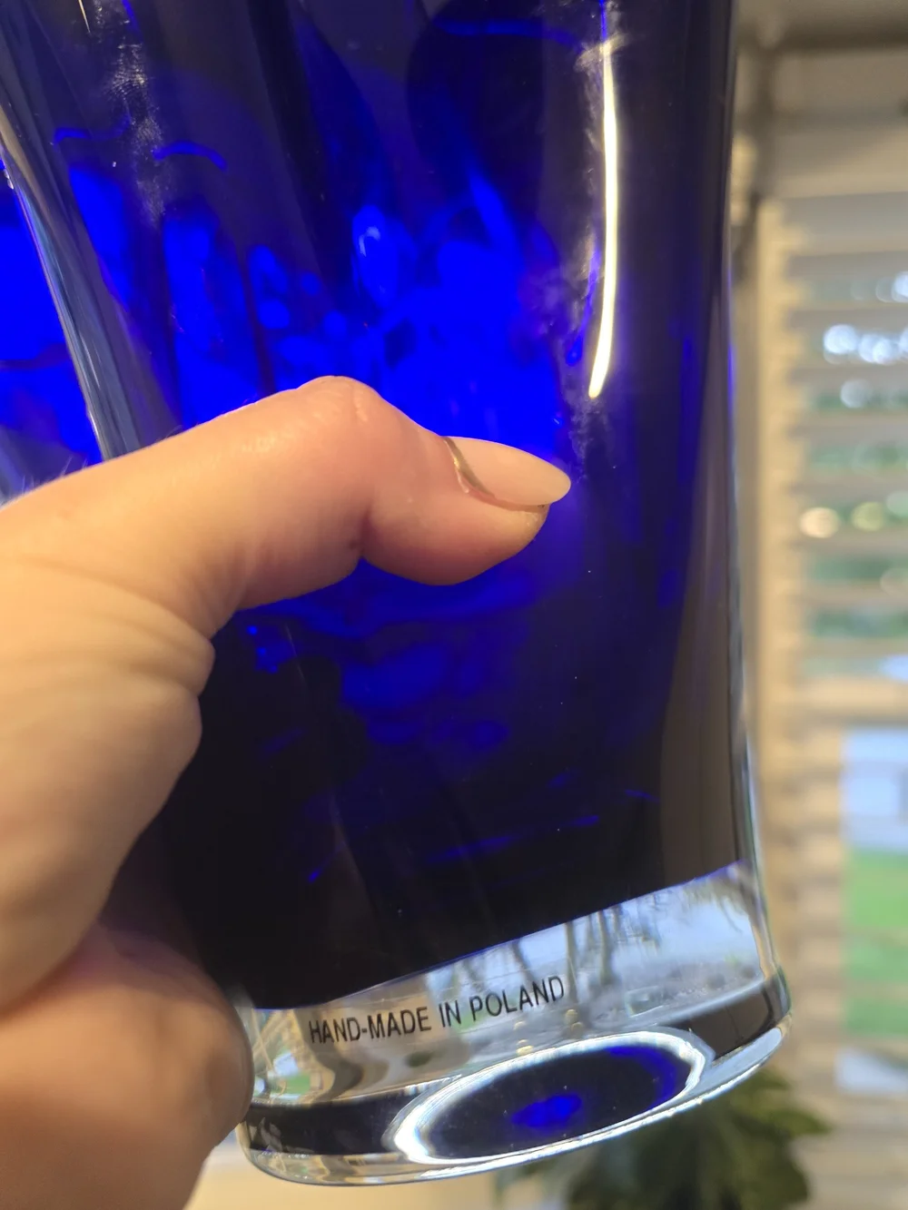 Cobalt Blue Hand-Blown Glass Vase - Decorative Home Accent
